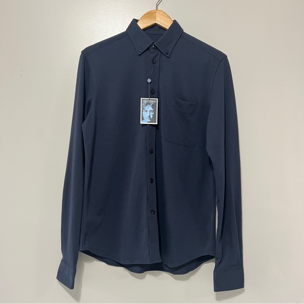 John Lennon Longsleeve Polo Button Down Top NWT Men’s Size Small Navy Blue